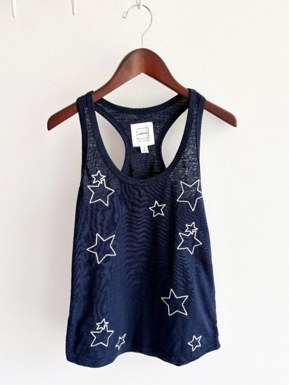 Reflex Blue Tank Top with White Embroidered Stars